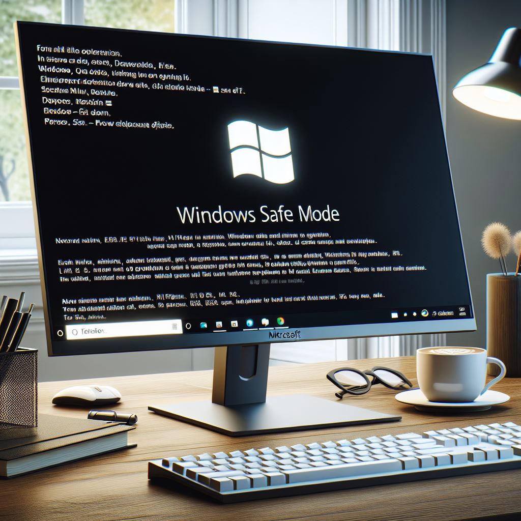 windows safe mode shown on monitor